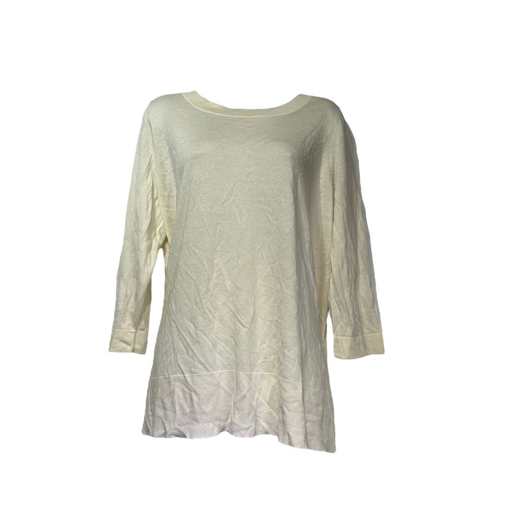 Pure Collection Silk Linen Ivory Pullover Sweater Size 12